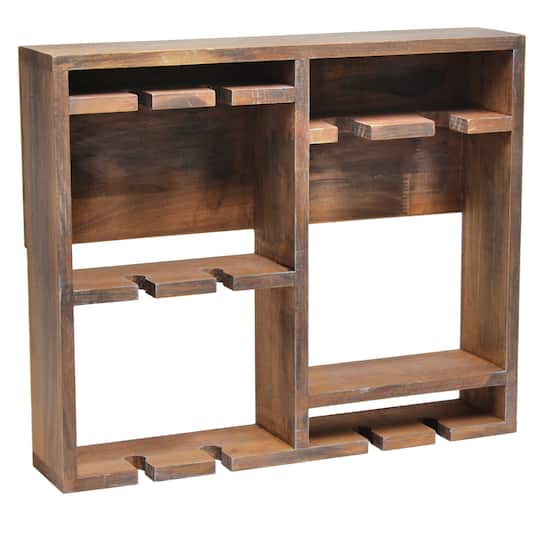 Elegant Designs Wall Mounted Wine Rack Shelf & Glass Holder in Restored Wood | 19.7" x 4.4" x 16.4" | Michaels®
